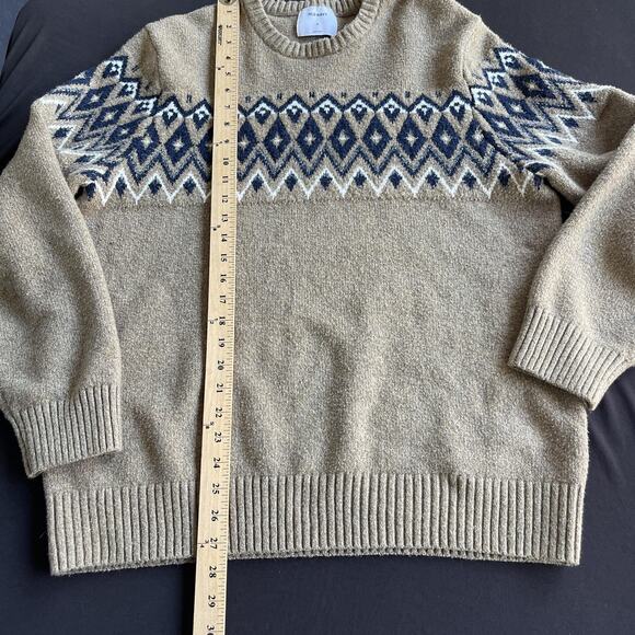 Old Navy Sweater Mens Extra Large Brown Fairisle Pullover Crew Knit Geometric XL - Picture 10 of 10